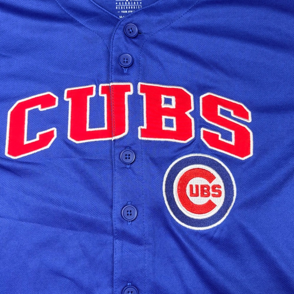 MLB Chicago Cubs Youth Jersey Blue Button Front Team Athletics Size M 10/12 - Picture 2 of 8